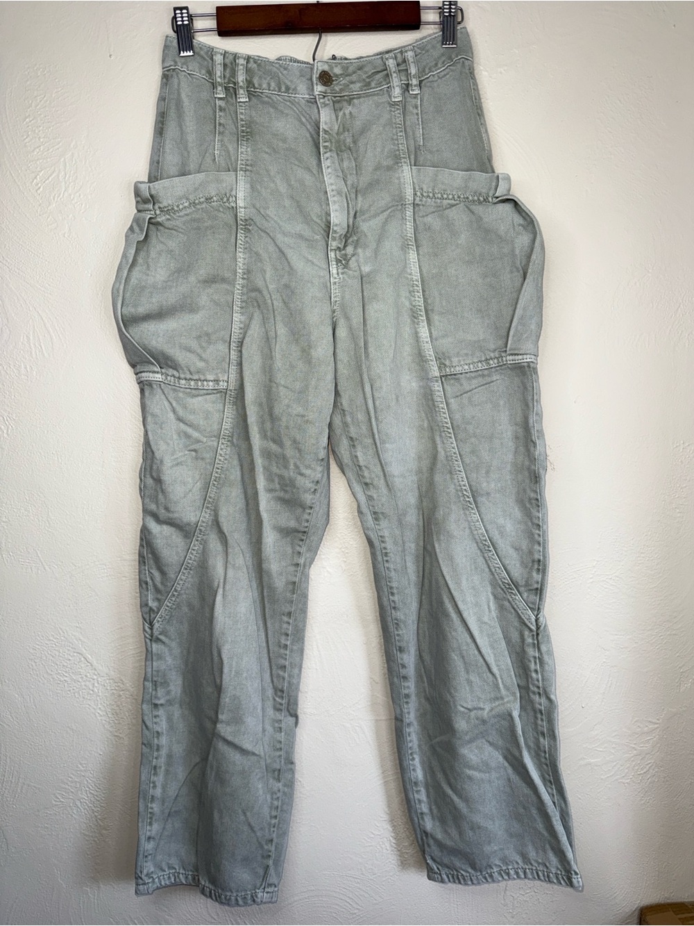 Urban Outfitters Utility Cargo Jeans Light Mint Green Wash Size M
